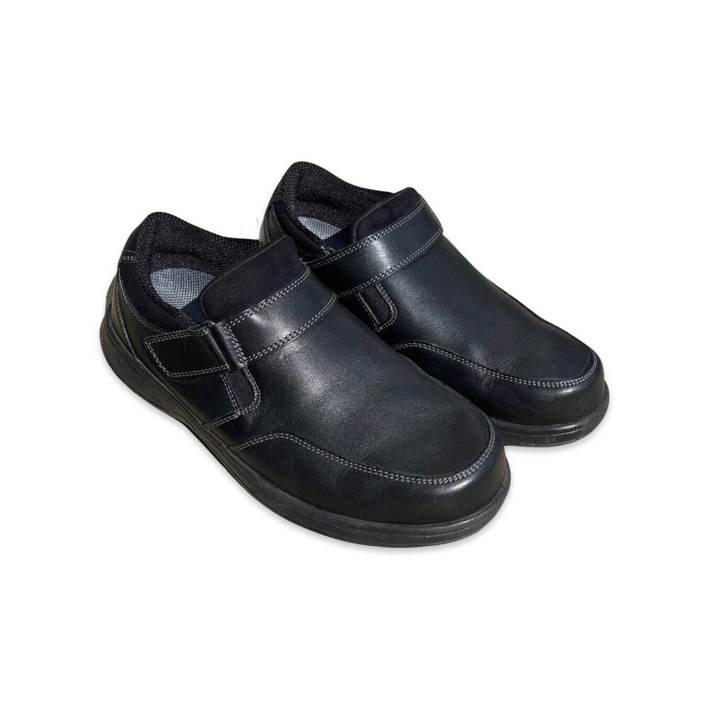 Orthofeet Men’s 9.5 2E Medium Walking Shoes Black Leather Orthopedic 511